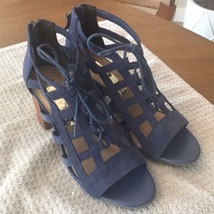 Aubrey Lynn Blue Suede Sandals